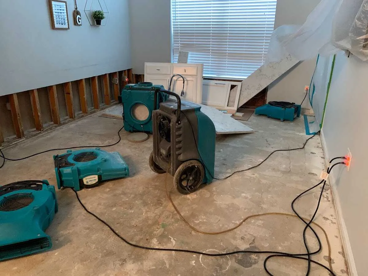Dehumidifier in flood-cut room for Water Damage Restoration in Hanover